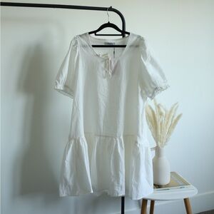 Smash + Tess Amber Puff Sleeve Mini Dress - Ivory - Size Large